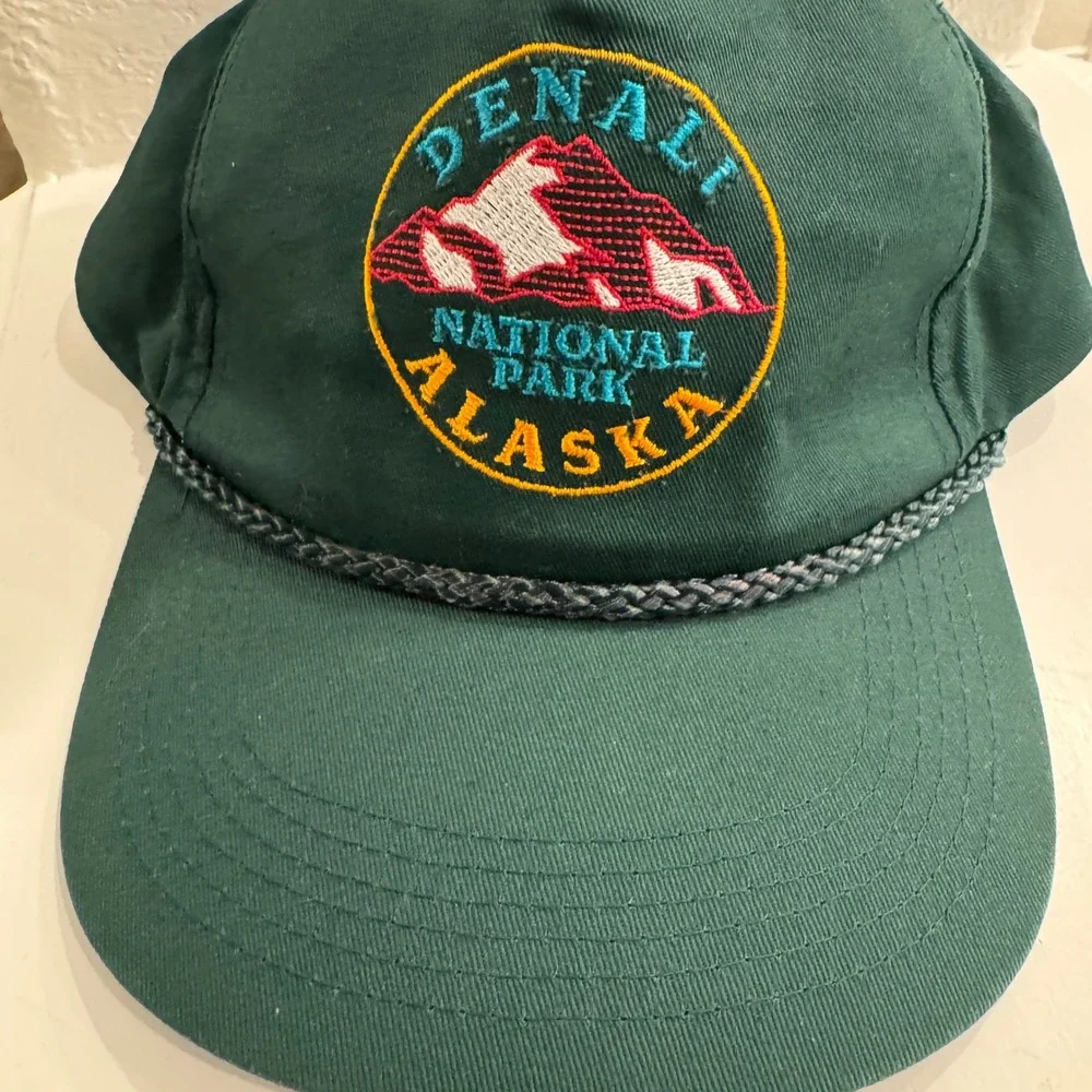 Denali National Park Alaska‎ Embroidered Rope Hat Green Adult One Size Snapback